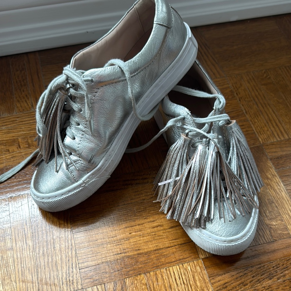 Loeffler Randall Silver Fringe Sneakers